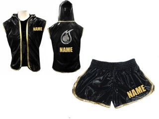 Boxing Set - Custom Women Boxing Hoodies and Boxing Shorts : Black